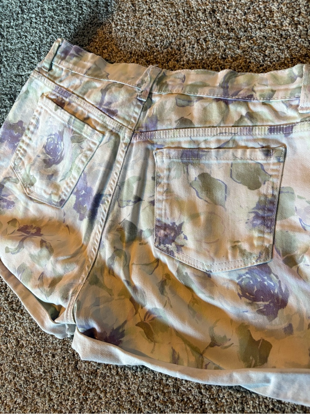 Gloria Vanderbilt Floral Denim Shorts - Lavender & Cream